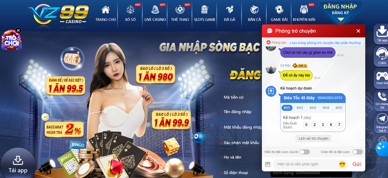 VZ99 – Nhà cái tặng tiền được cược thủ truy cập đông đảo